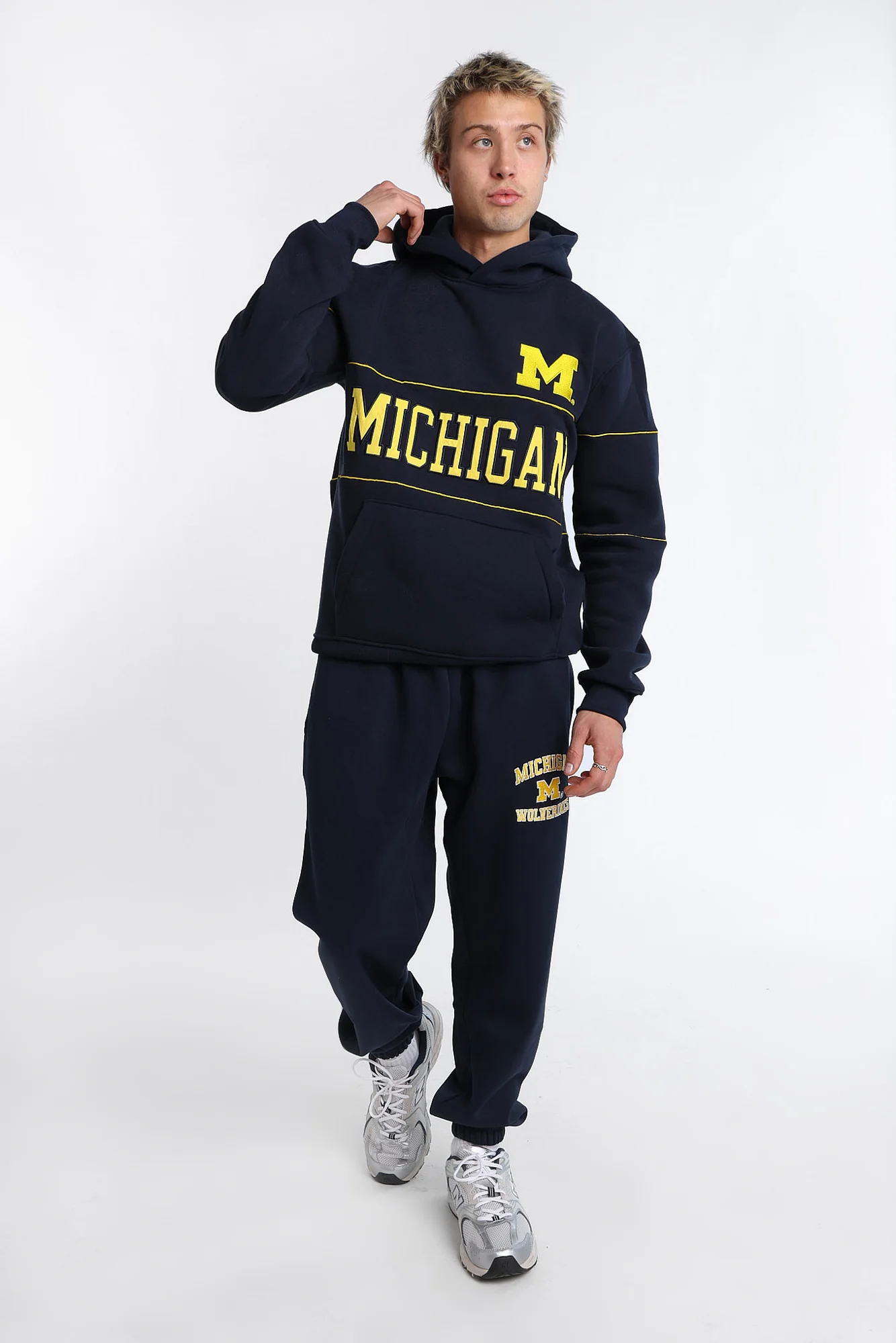 Michigan Wolverines Embroidered Navy Sweatpants - Image 4