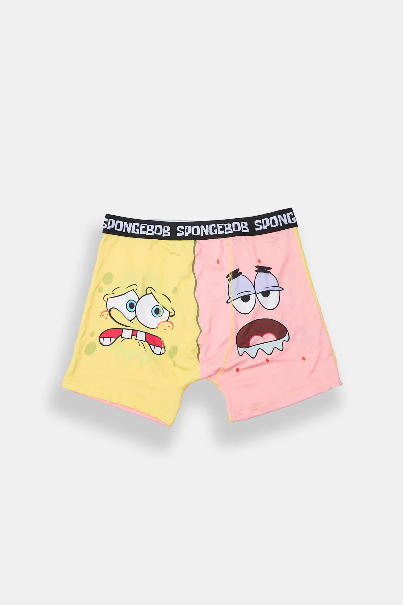 Caleçon boxeur moitié-moitié SpongeBob et Patrick