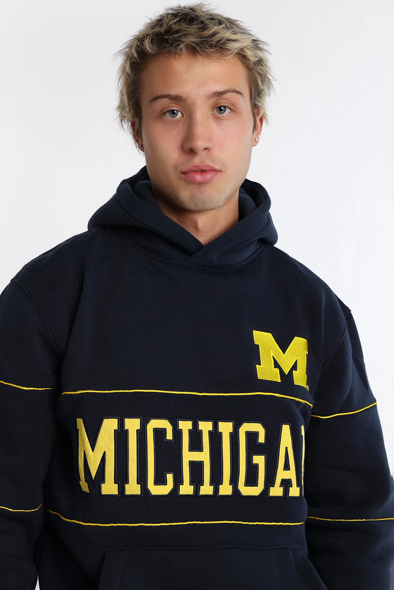 Michigan M Embroidered Panel Hoodie - Image 2