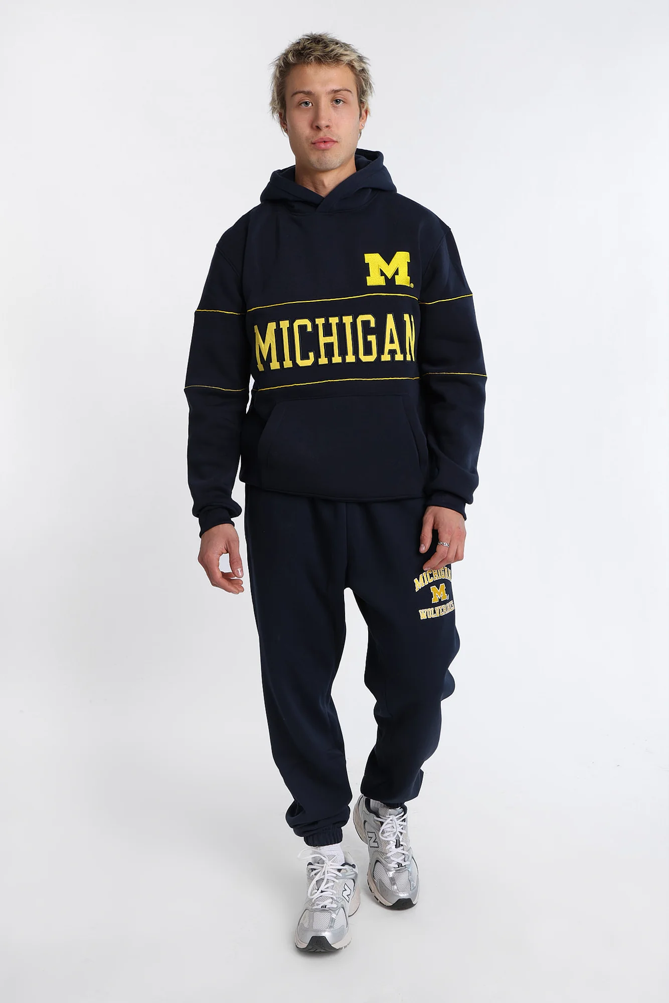 Michigan M Embroidered Panel Hoodie - Image 4