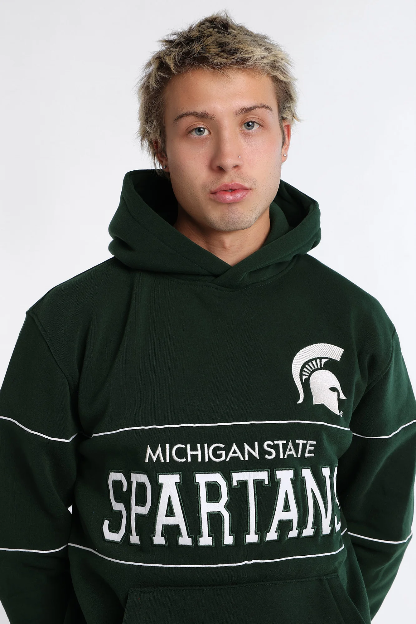 Michigan State Spartans Embroidered Panel Hoodie - Image 2