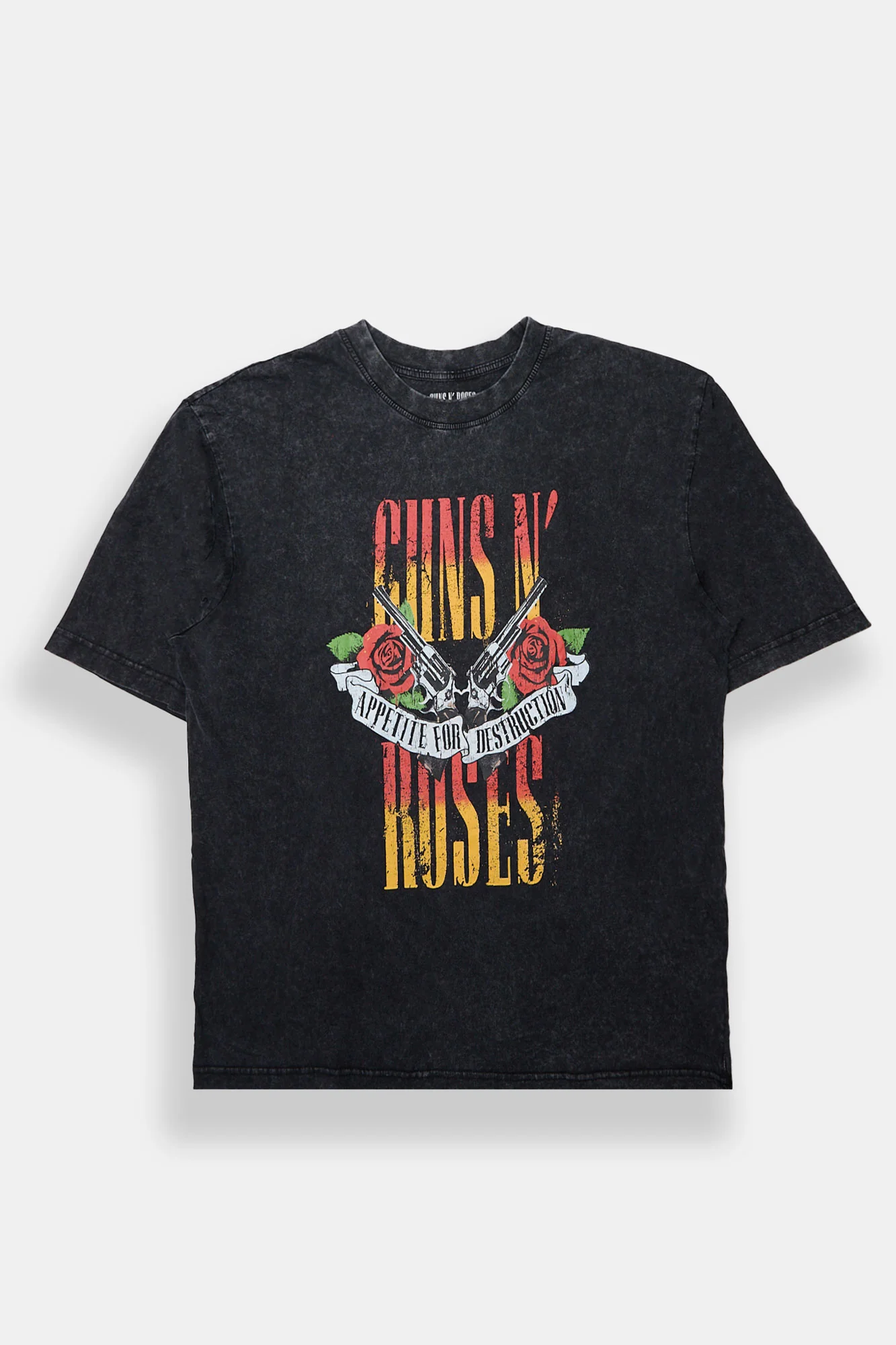 T-shirt surdimensionné délavé imprimé Guns N' Roses homme