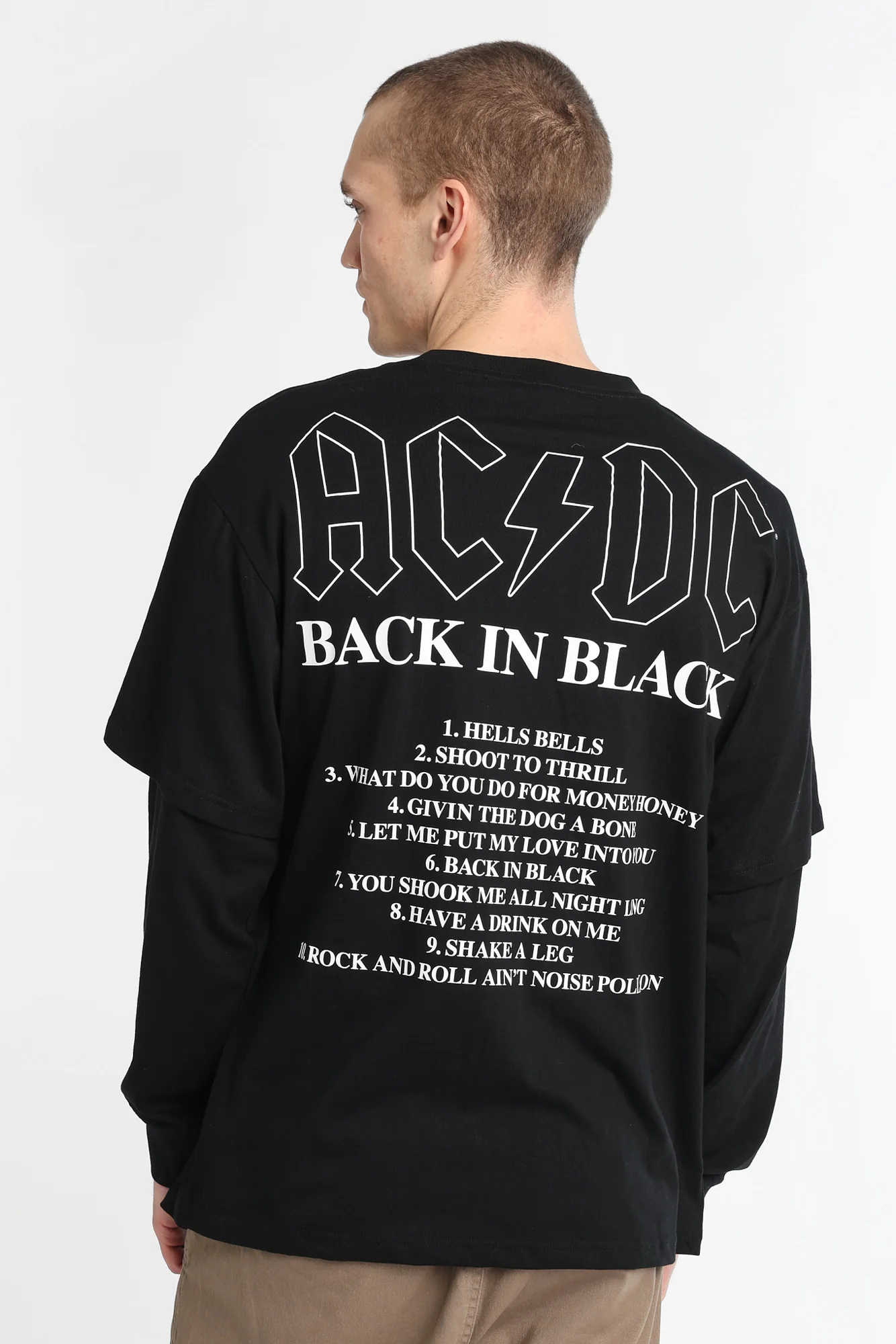 AC/DC Back In Black Long Sleeve 2-Fer Tee - Image 3