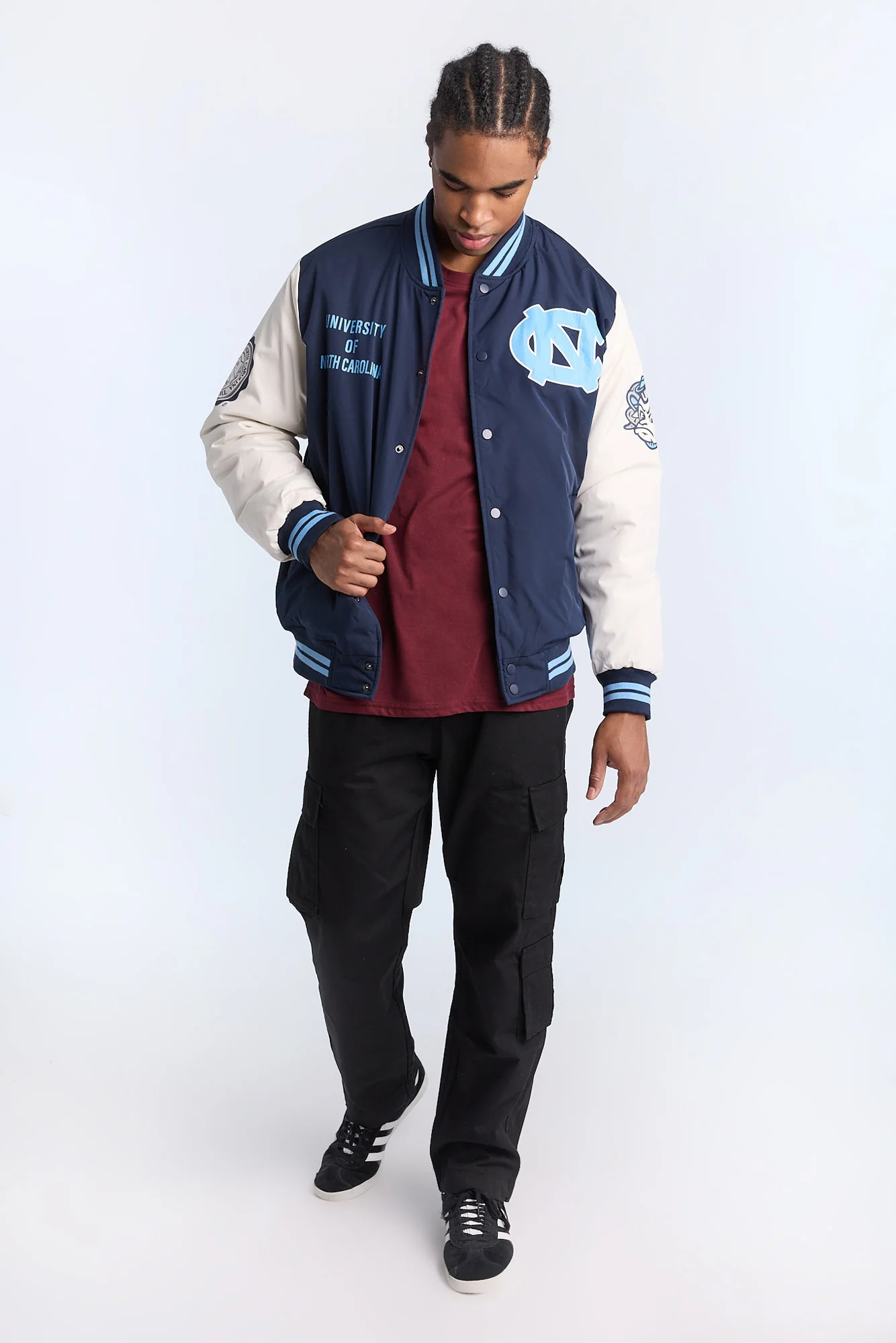 Mens UNC Tar Heels Nylon Varsity Jacket - Image 4