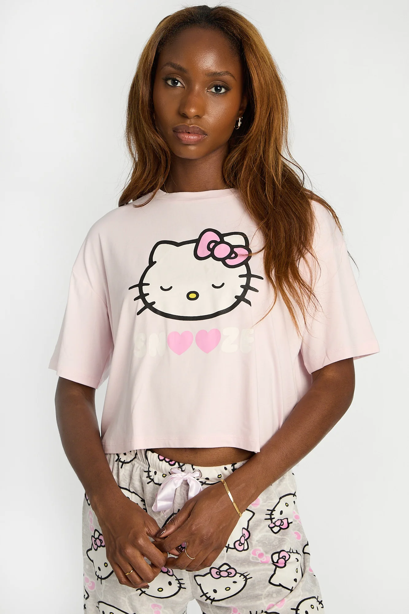 Hello Kitty Snooze 2-Piece Pajama Tee & Velour Pajama Pants Set - Image 3