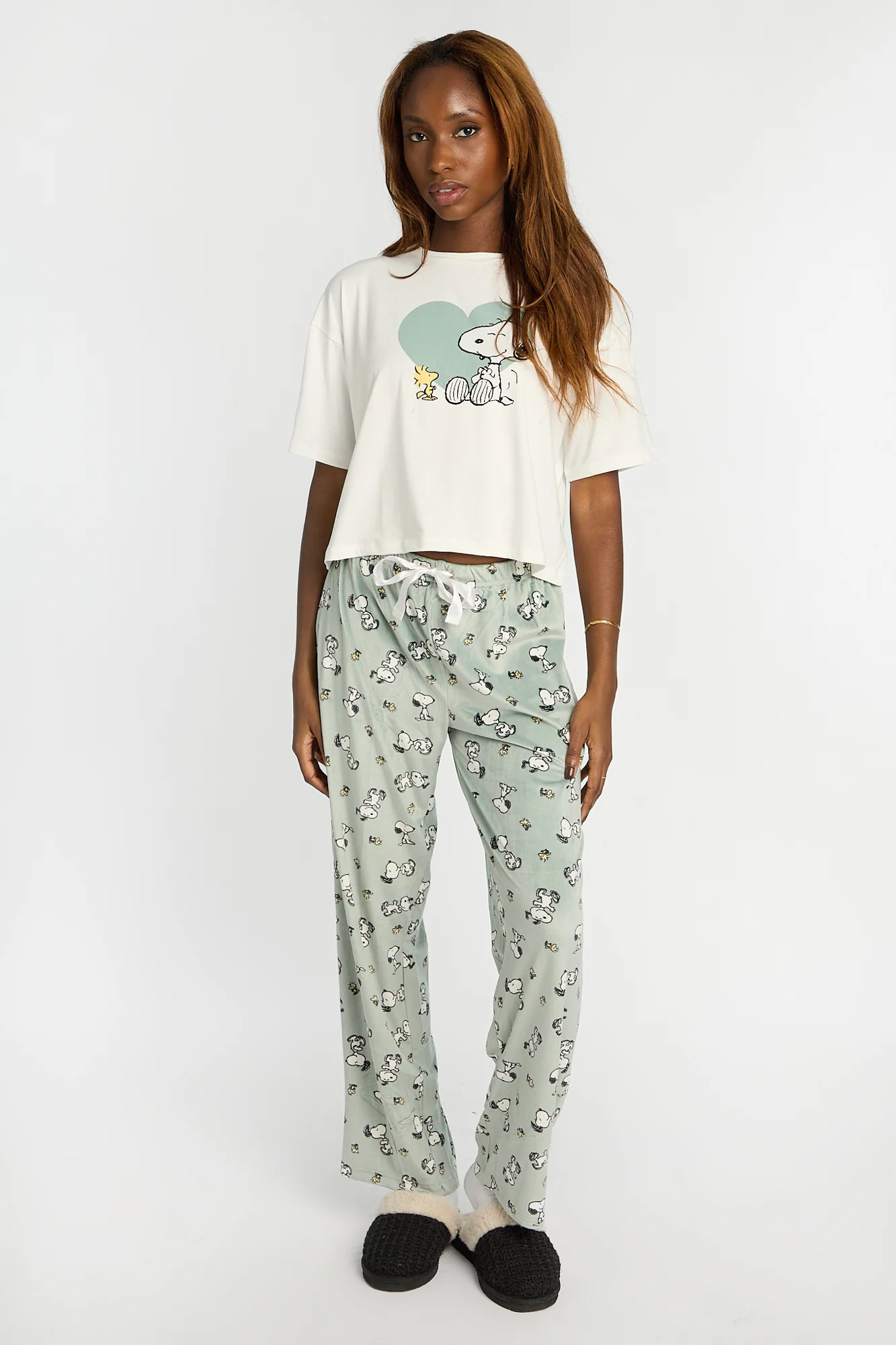Ensemble de pyjama en velour imprimé Peanuts Snoopy coeur