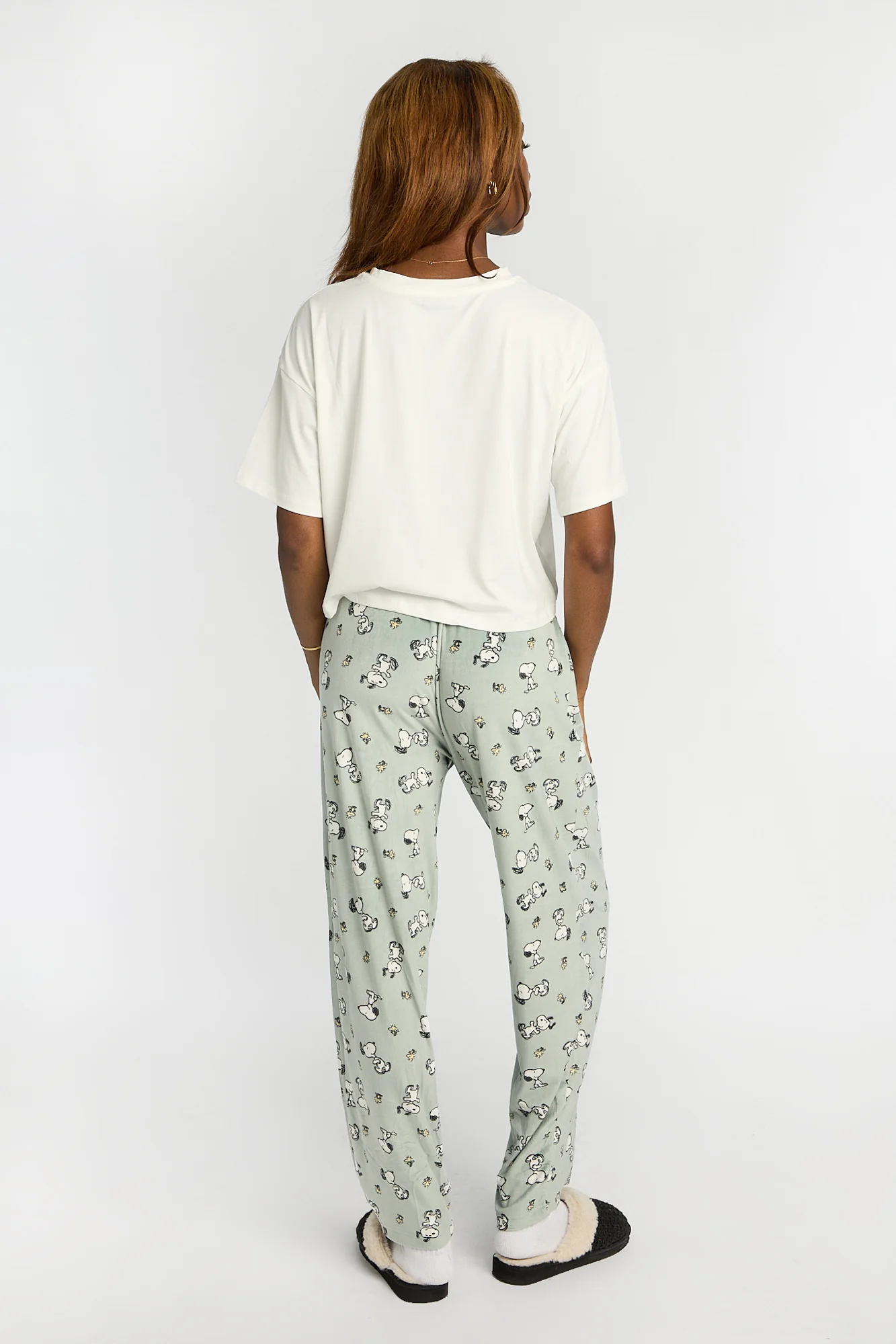Peanuts Snoopy & Woodstock Heart 2-Piece Pajama Tee & Velour Pajama Pants Set - Image 2