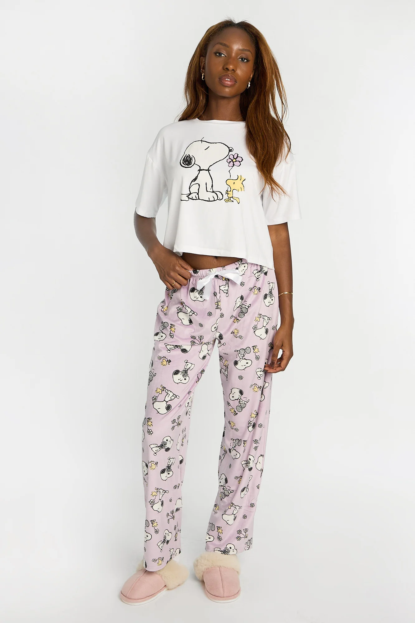 Ensemble de pyjama en velour imprimé Peanuts Snoopy fleur