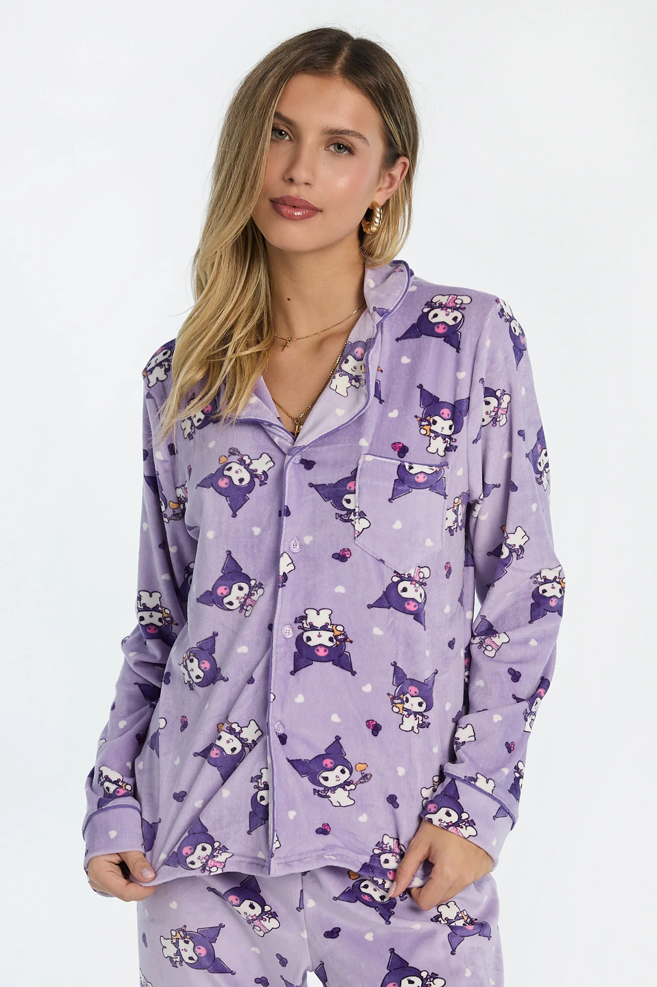 Kuromi Velour 2-Piece Pajama Shirt & Pant Set - Image 3