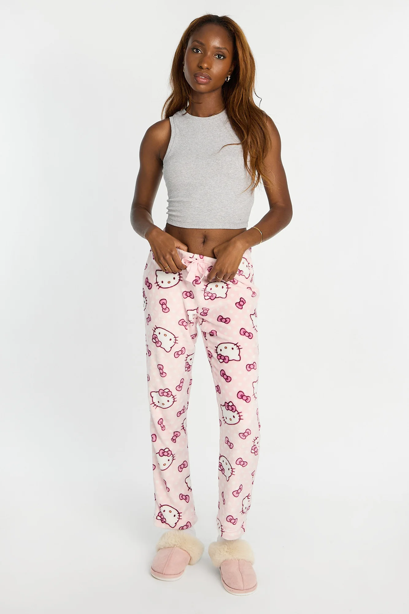 Hello Kitty Polka Dot Plush Pajama Pants - Image 4