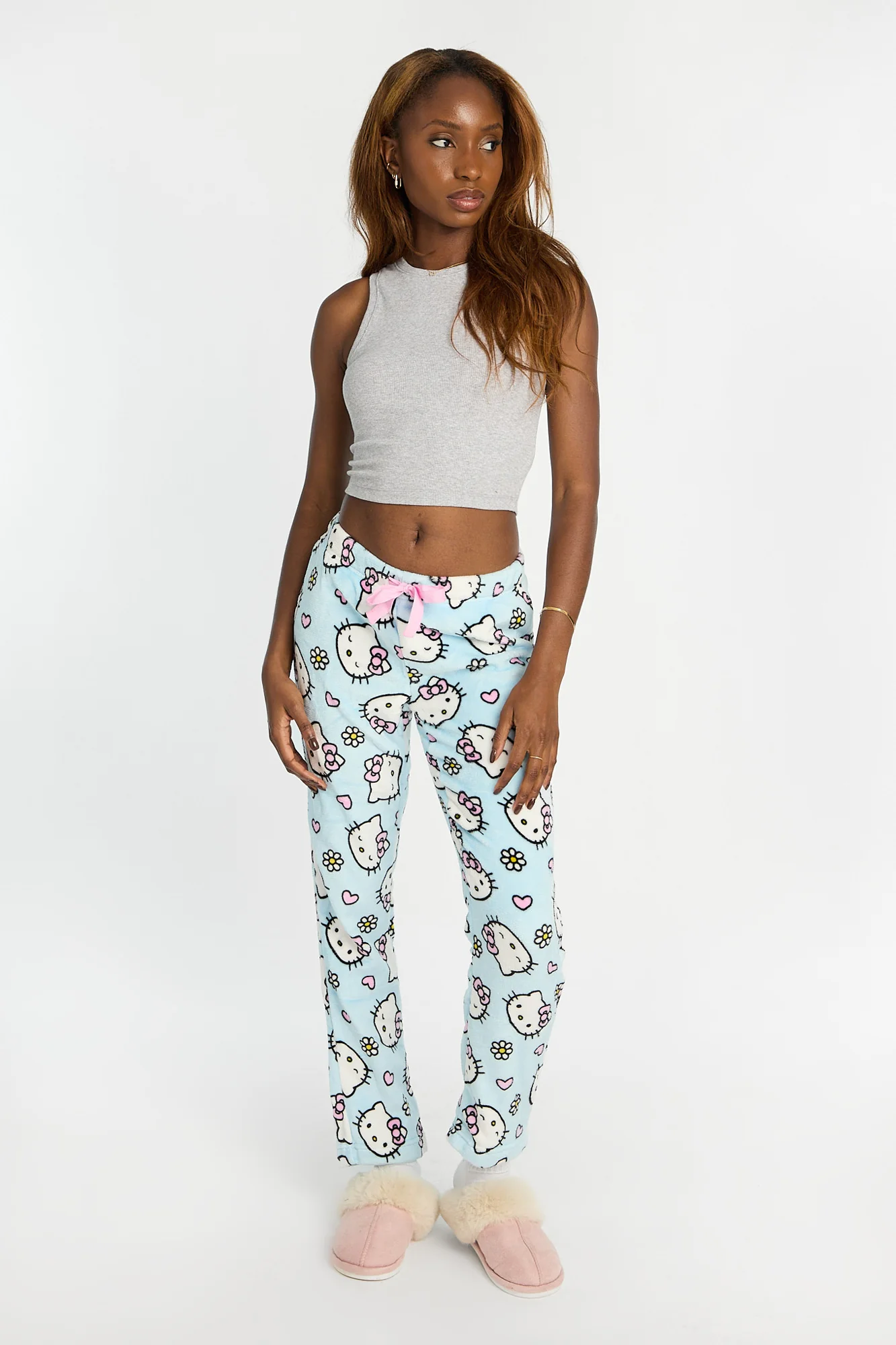 Hello Kitty Flowers Plush Pajama Pants - Image 4