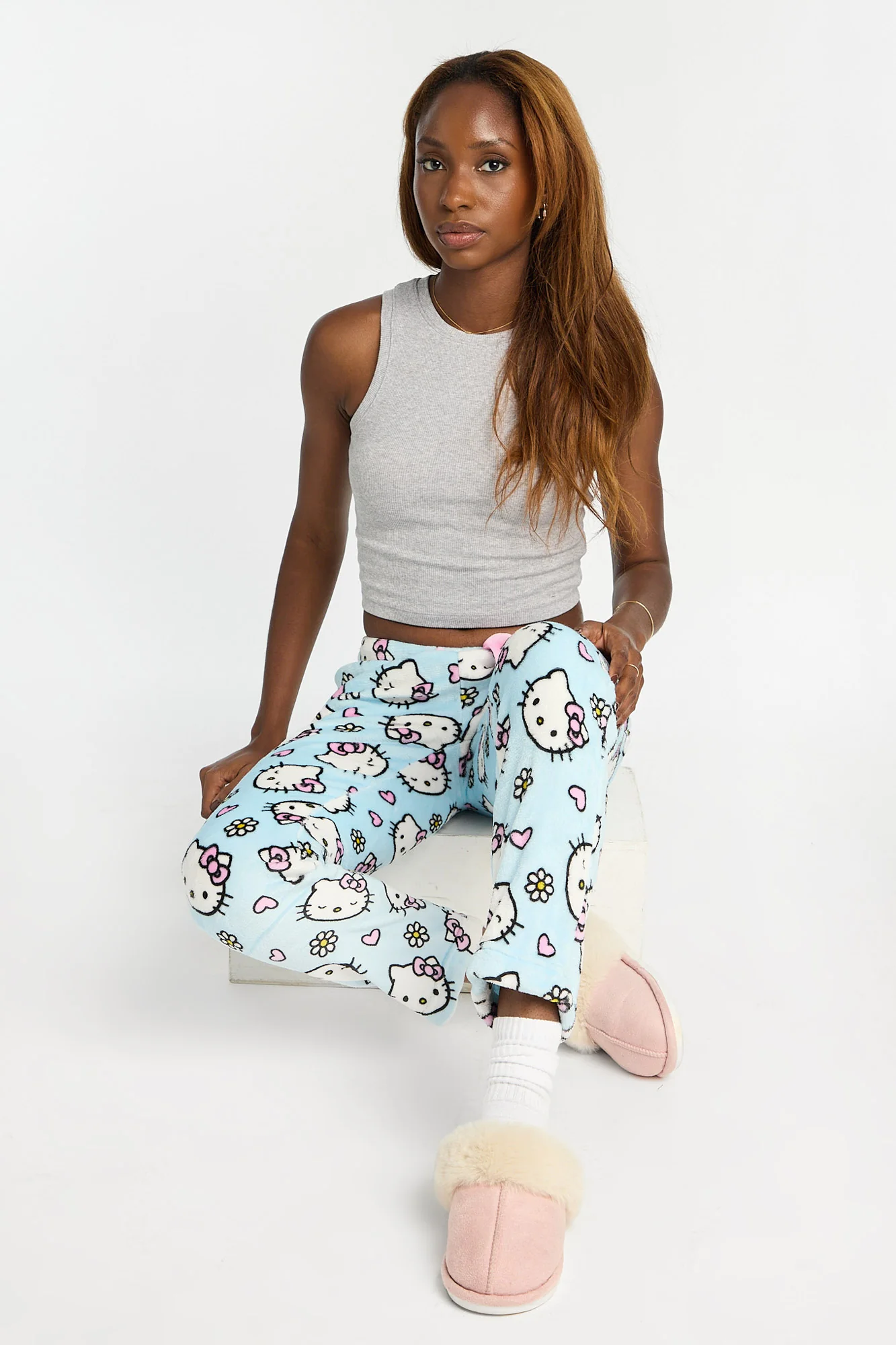 Hello Kitty Flowers Plush Pajama Pants - Image 5
