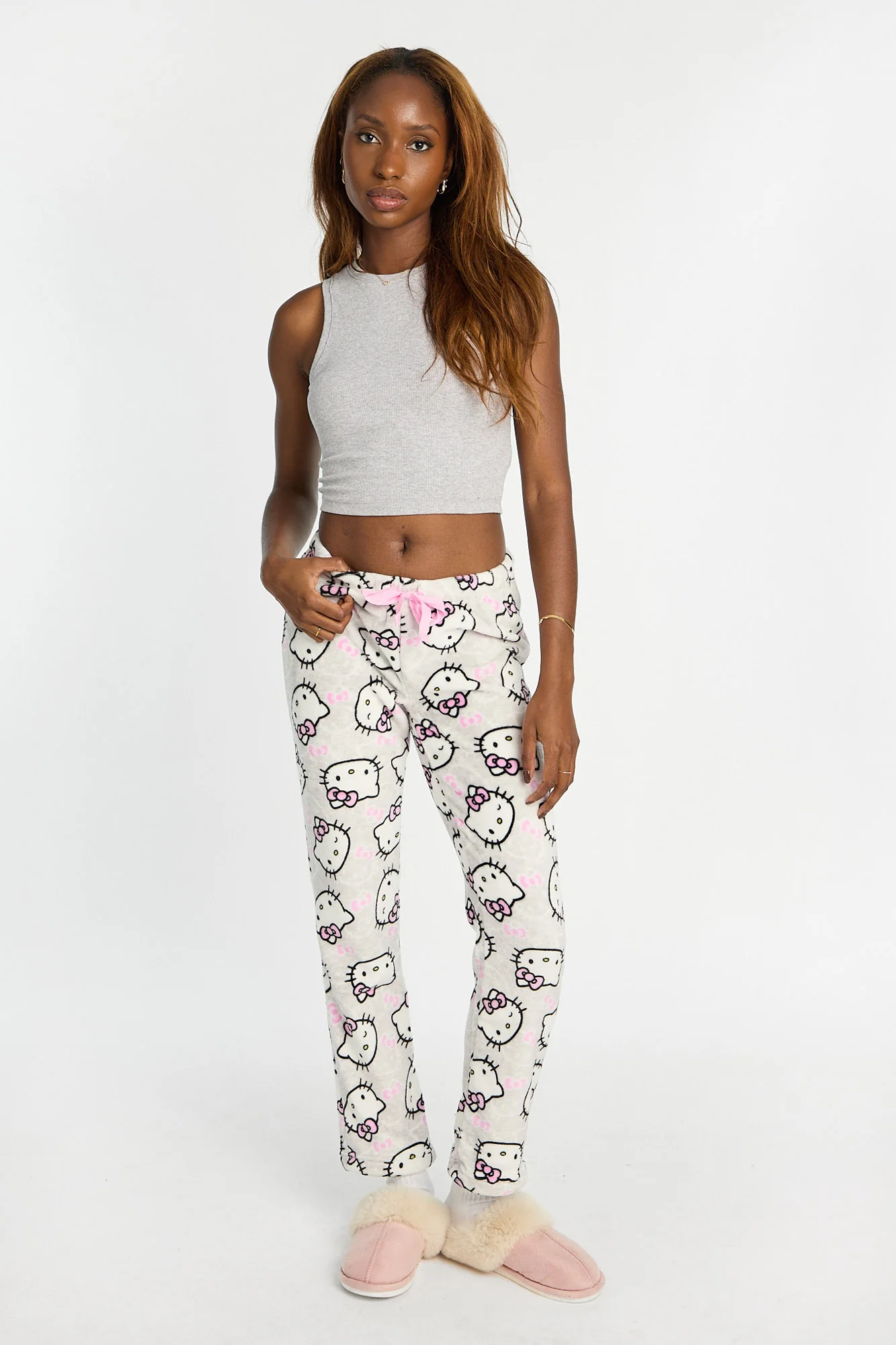 Pantalon de pyjama en peluche imprimé Hello Kitty noeud - Image 4