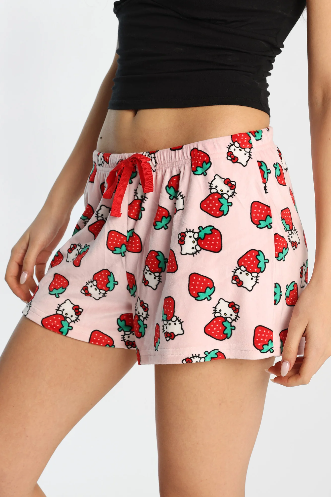 Short de pyjama en velour imprimé de fraises Hello Kitty - Image 2