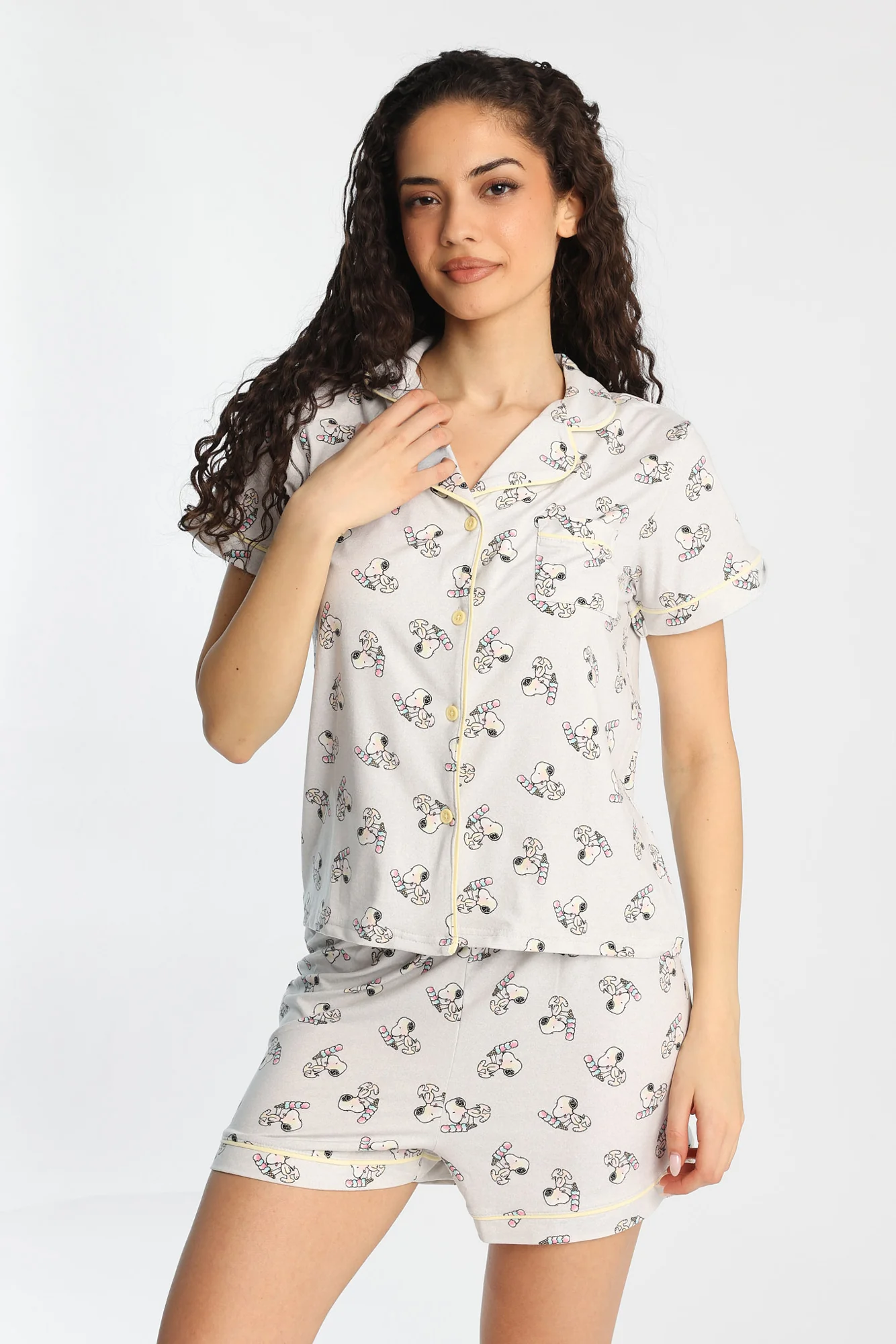 Ensemble chemise et short pyjama imprimé de crème glacée Snoopy Peanuts
