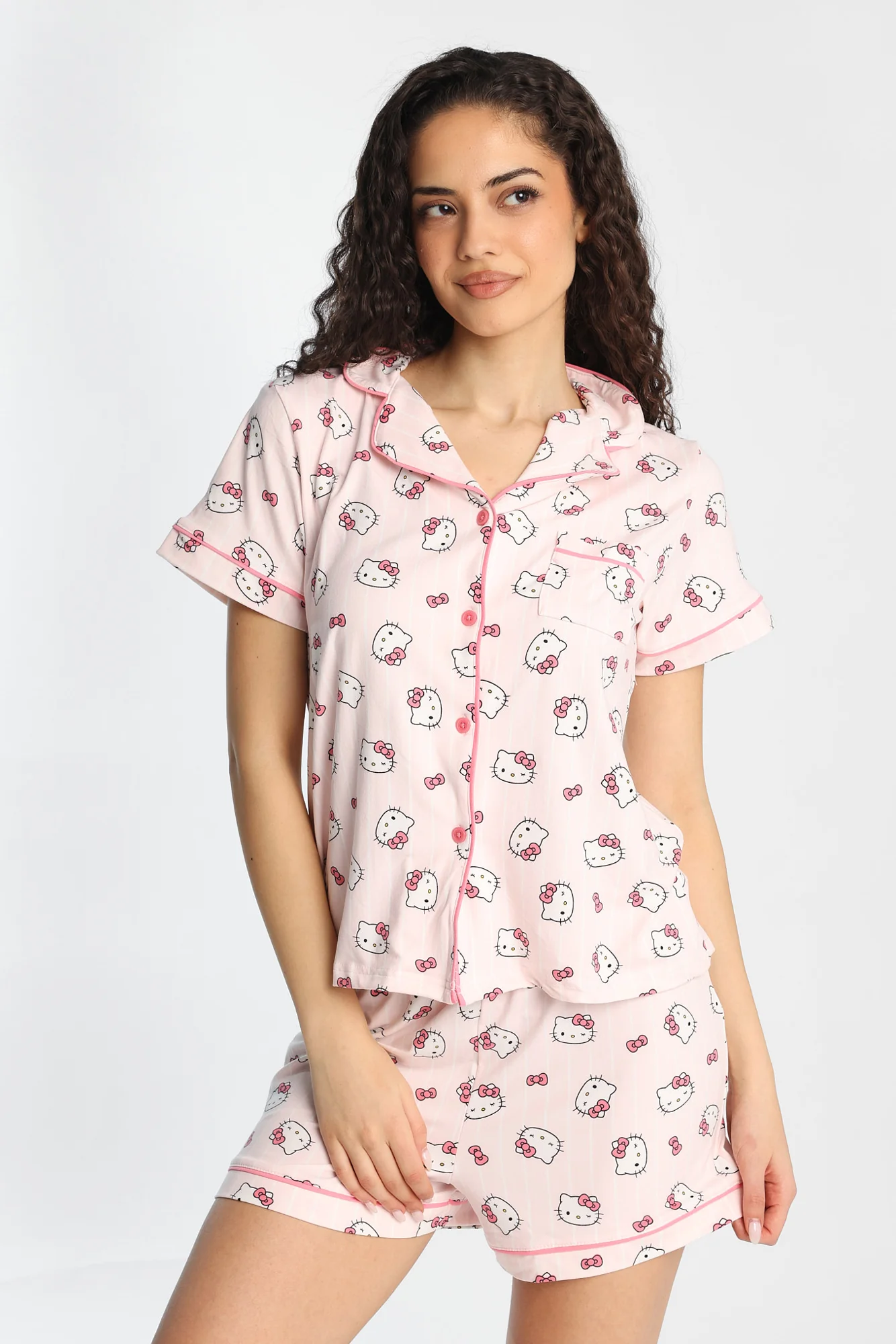 Hello Kitty Bow Pajama Shirt & Shorts 2-Piece Set