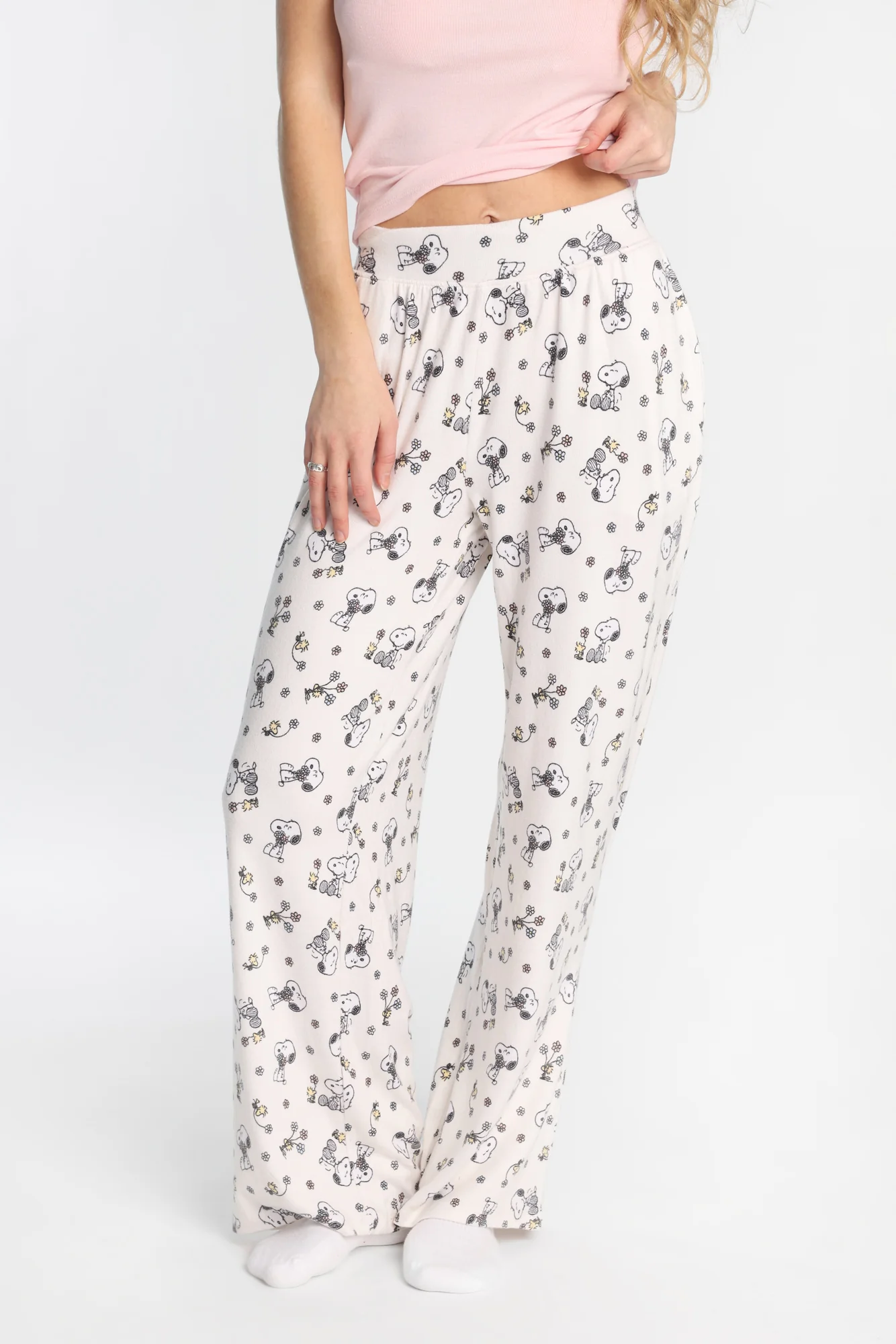 Pantalon pyjama à jambes larges super doux imprimé fleur Peanuts
