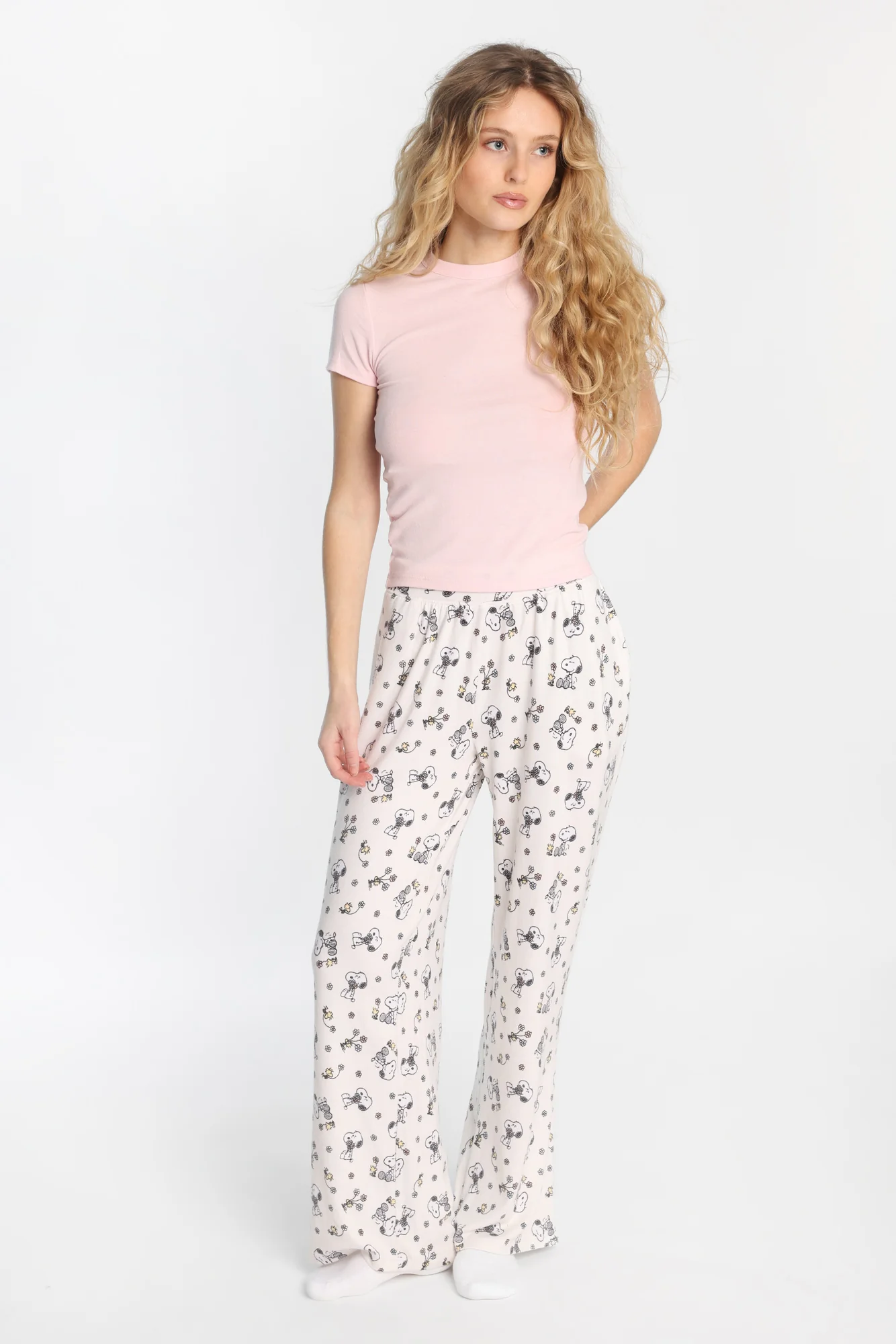 Pantalon pyjama à jambes larges super doux imprimé fleur Peanuts - Image 4