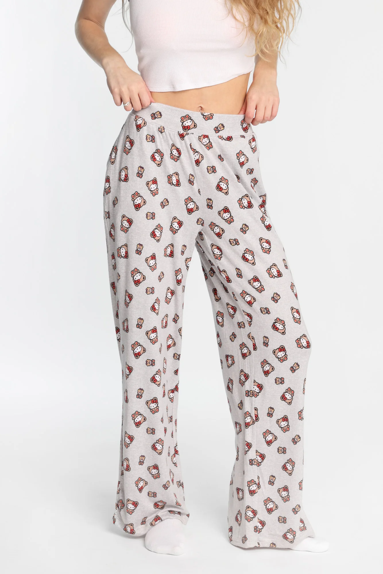 Hello Kitty Teddy Bear Super Soft Wide Leg Pajama Pants