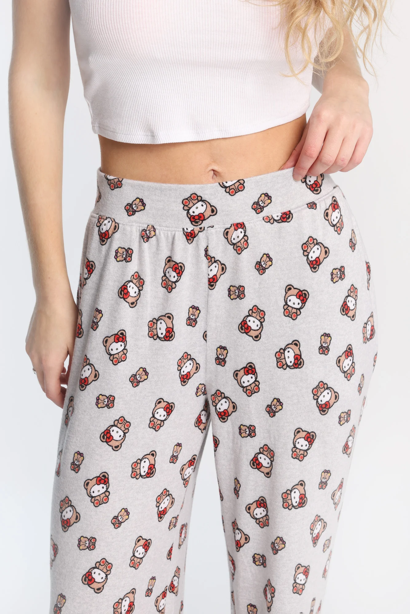 Pantalon pyjama à jambes larges super doux imprimé ours en peluche Hello Kitty - Image 2