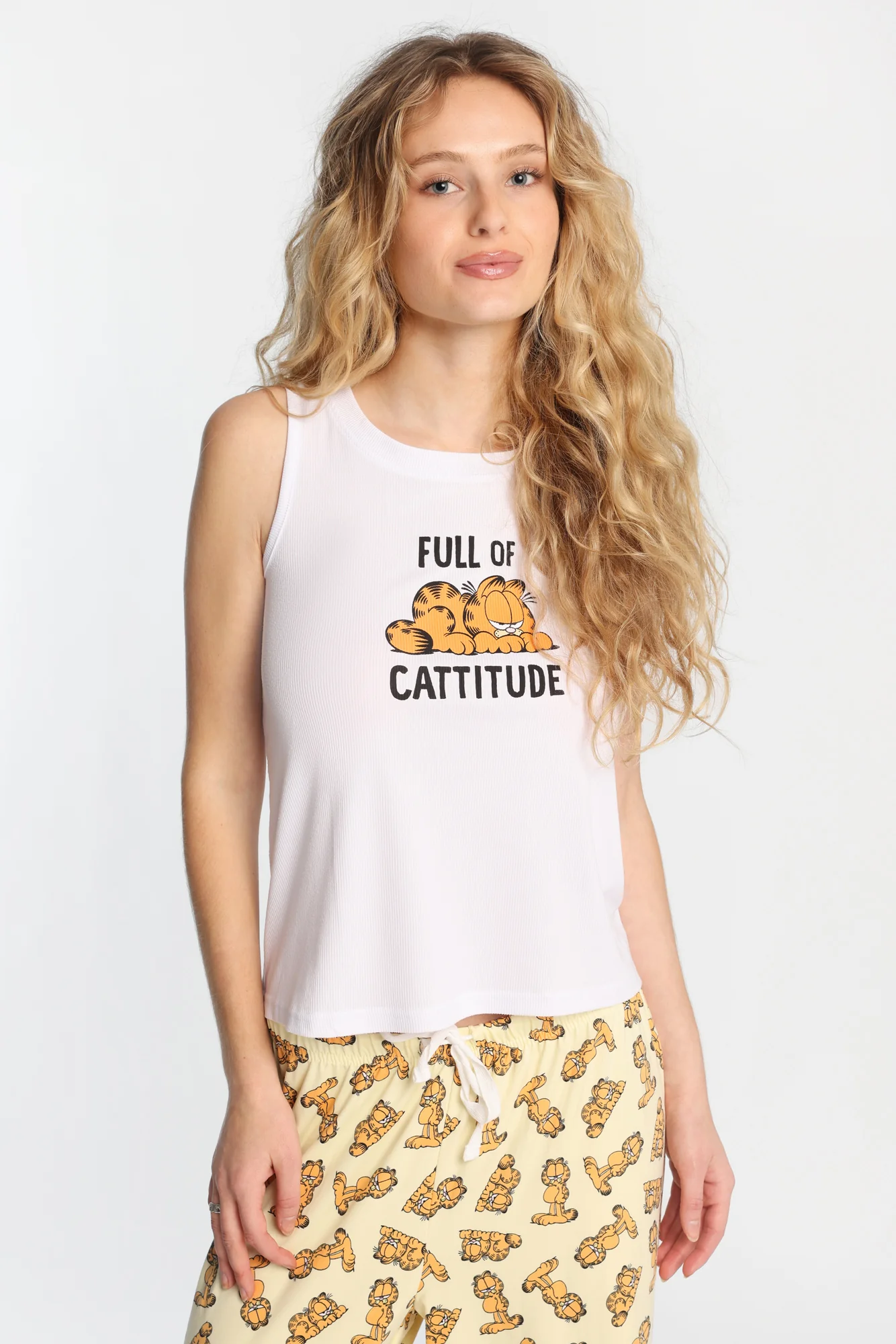 Garfield Ribbed Pajama Tank Top And Pants 2-Piece Set - Image 3