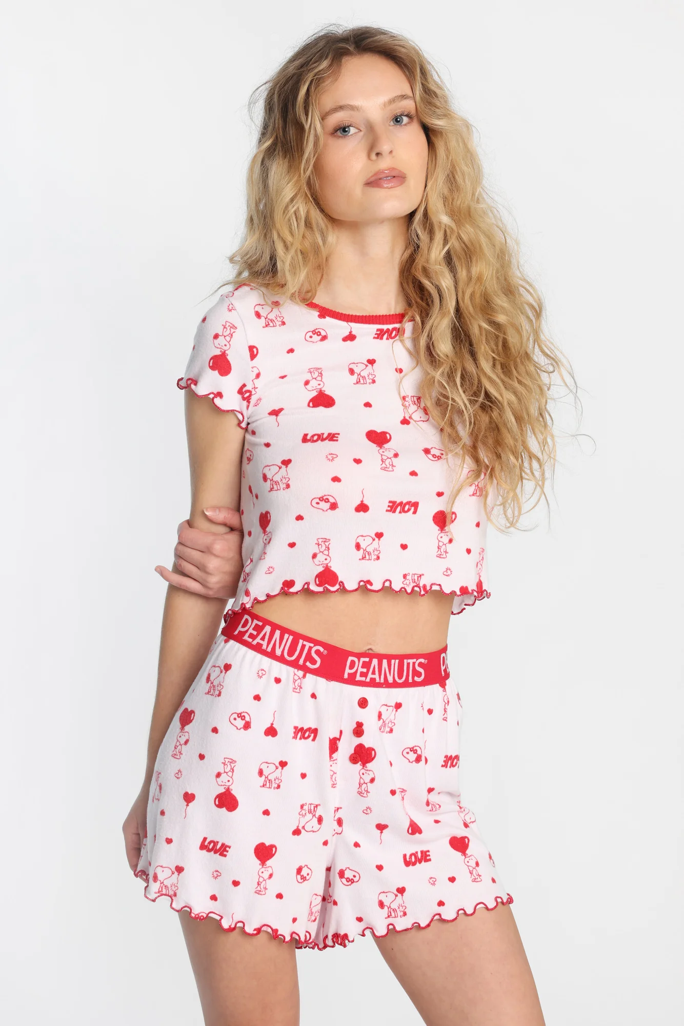 Ensemble t-shirt et short boxeur pyjama super doux imprimé Peanuts coeur