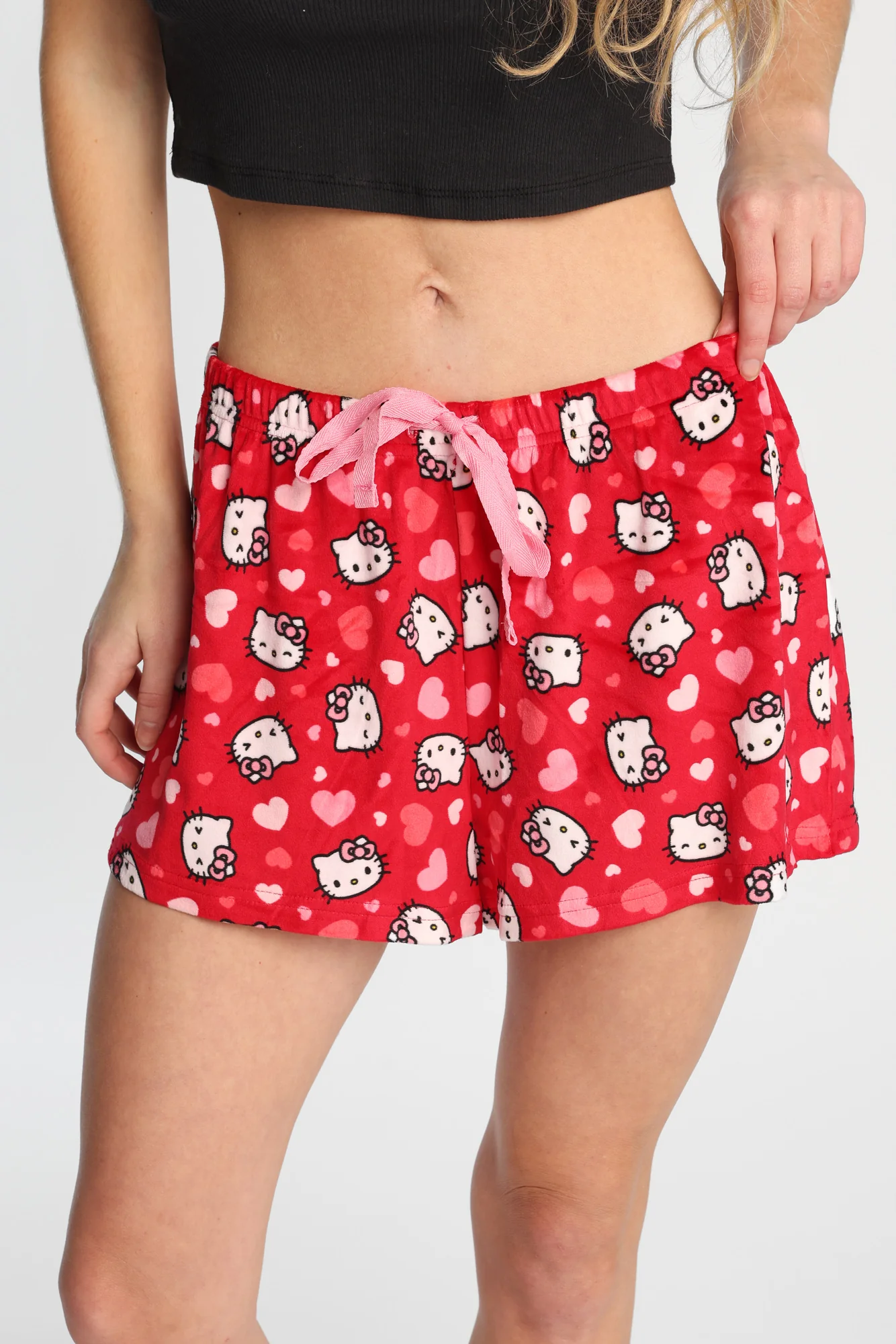 Short de pyjama en velour imprimés Hello Kitty coeur - Image 2
