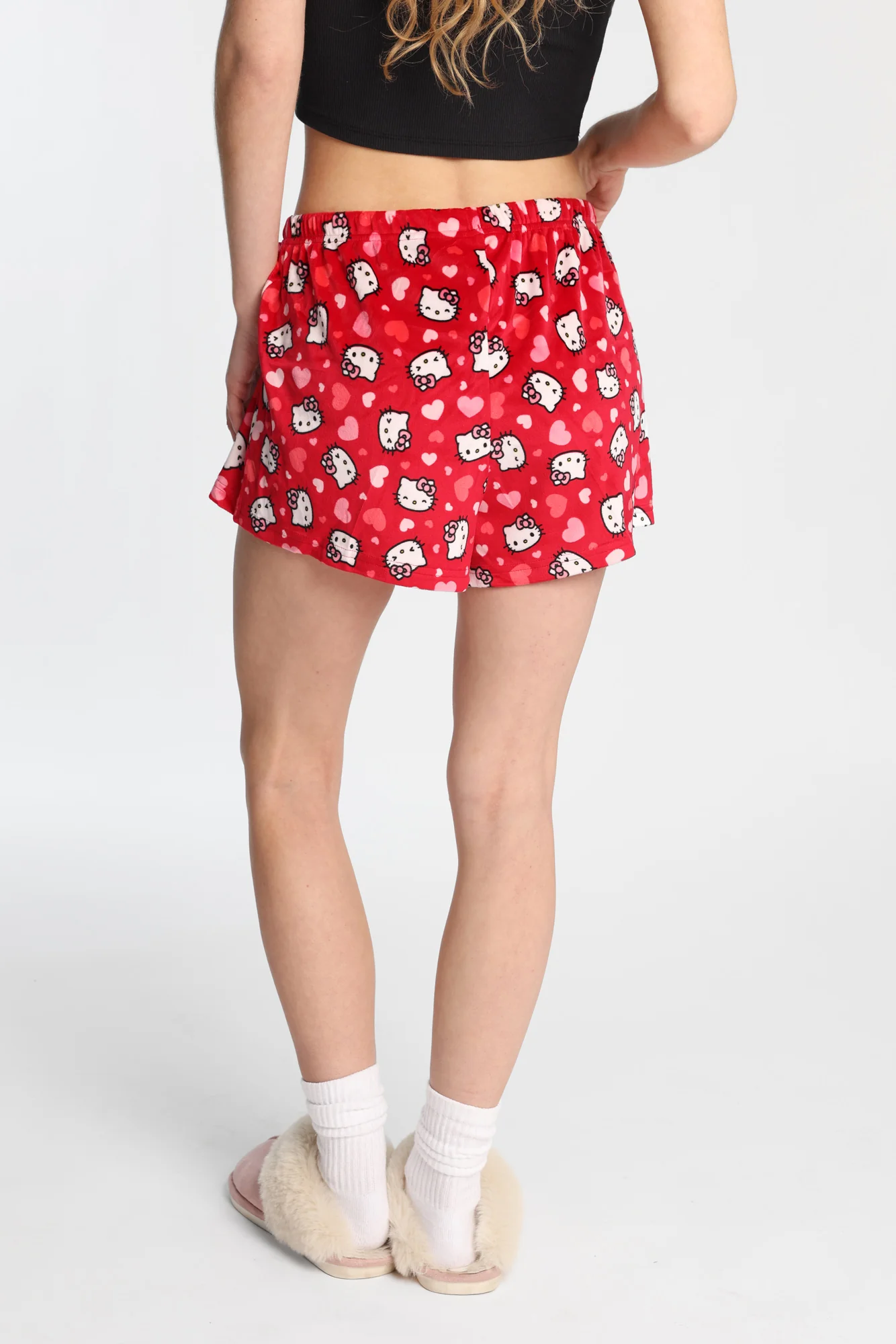 Short de pyjama en velour imprimés Hello Kitty coeur - Image 3