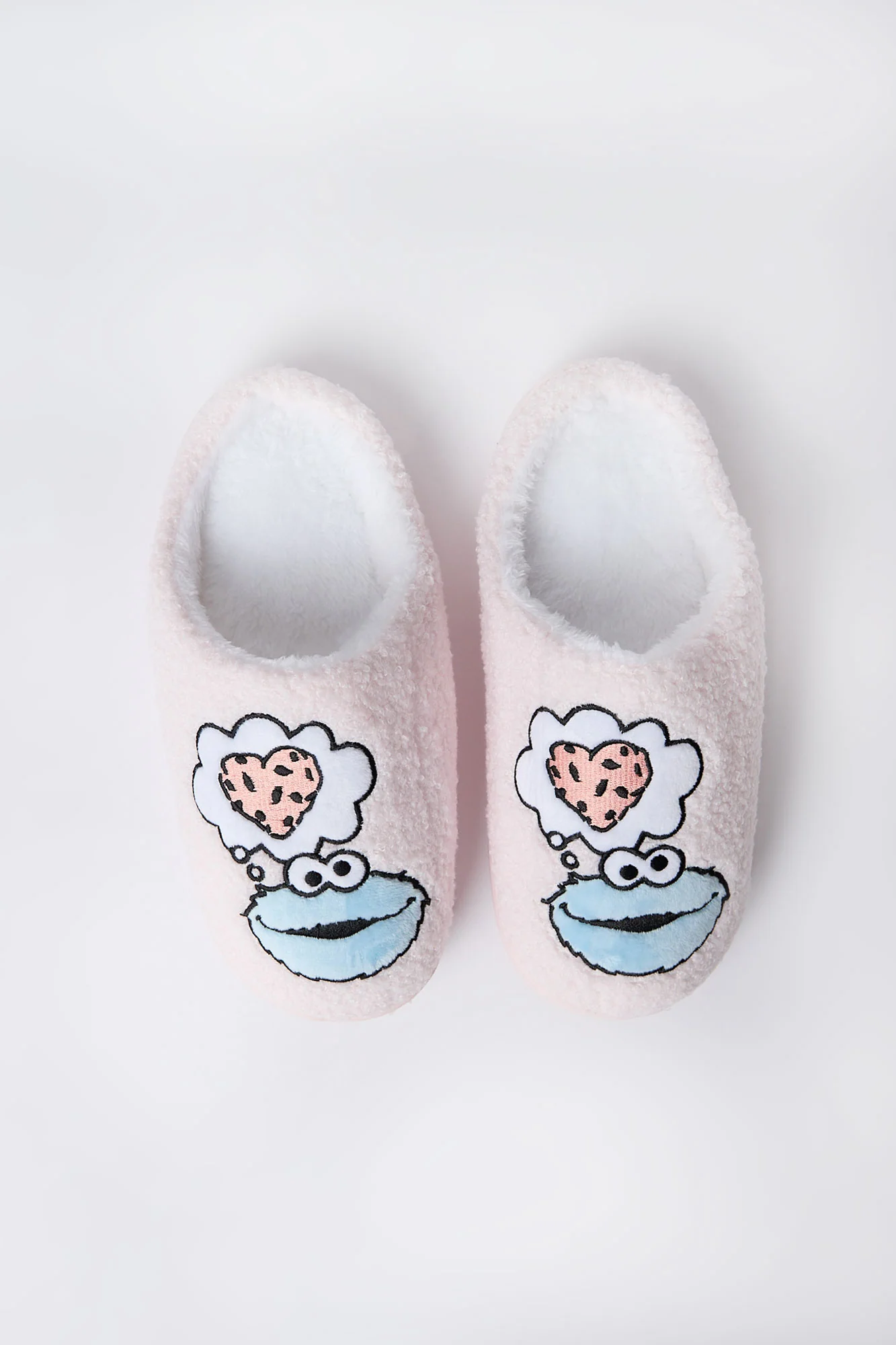 Pantoufles peluche Cookie Monster coeur