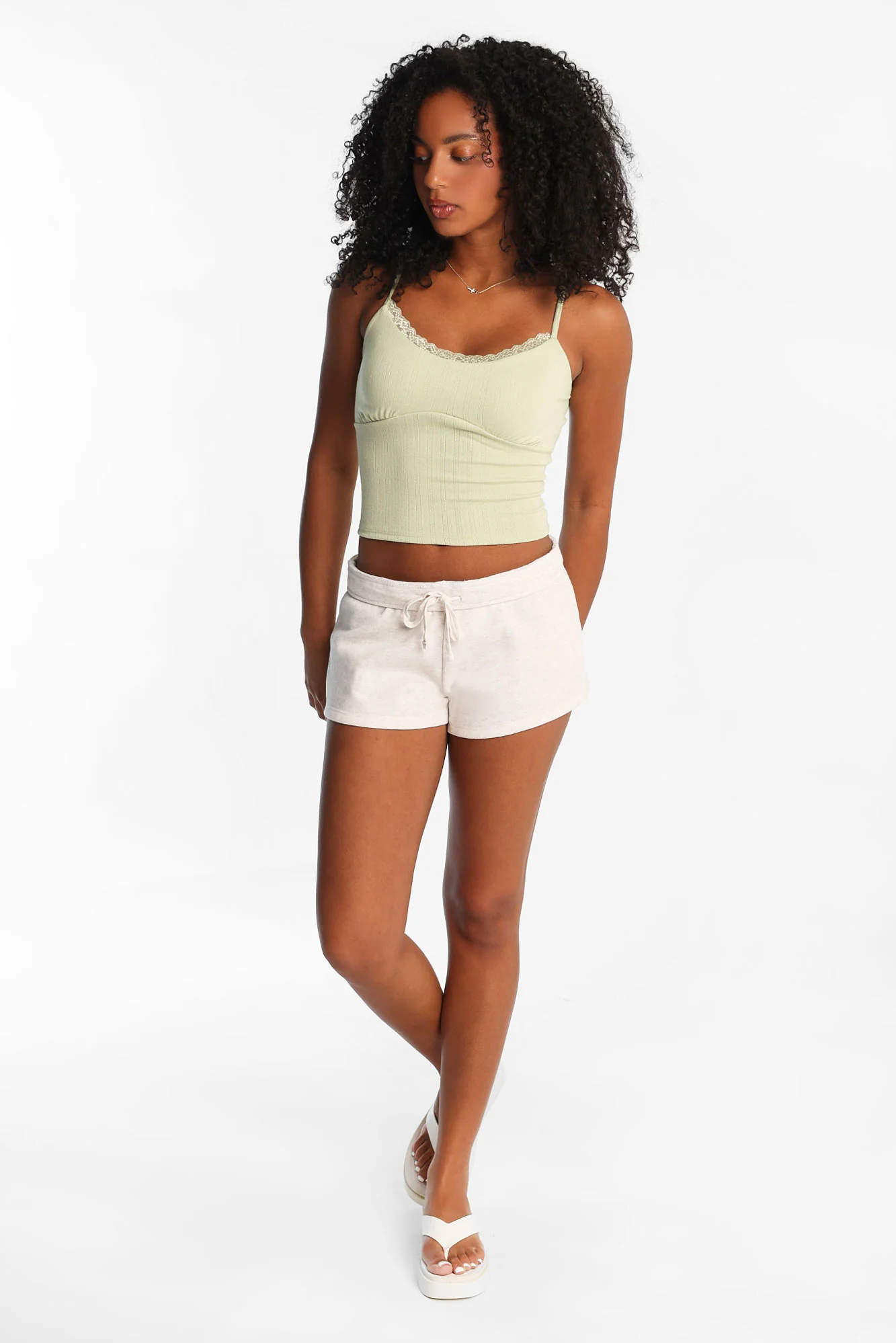 AERO Pointelle Knit Cropped Cami - Image 12