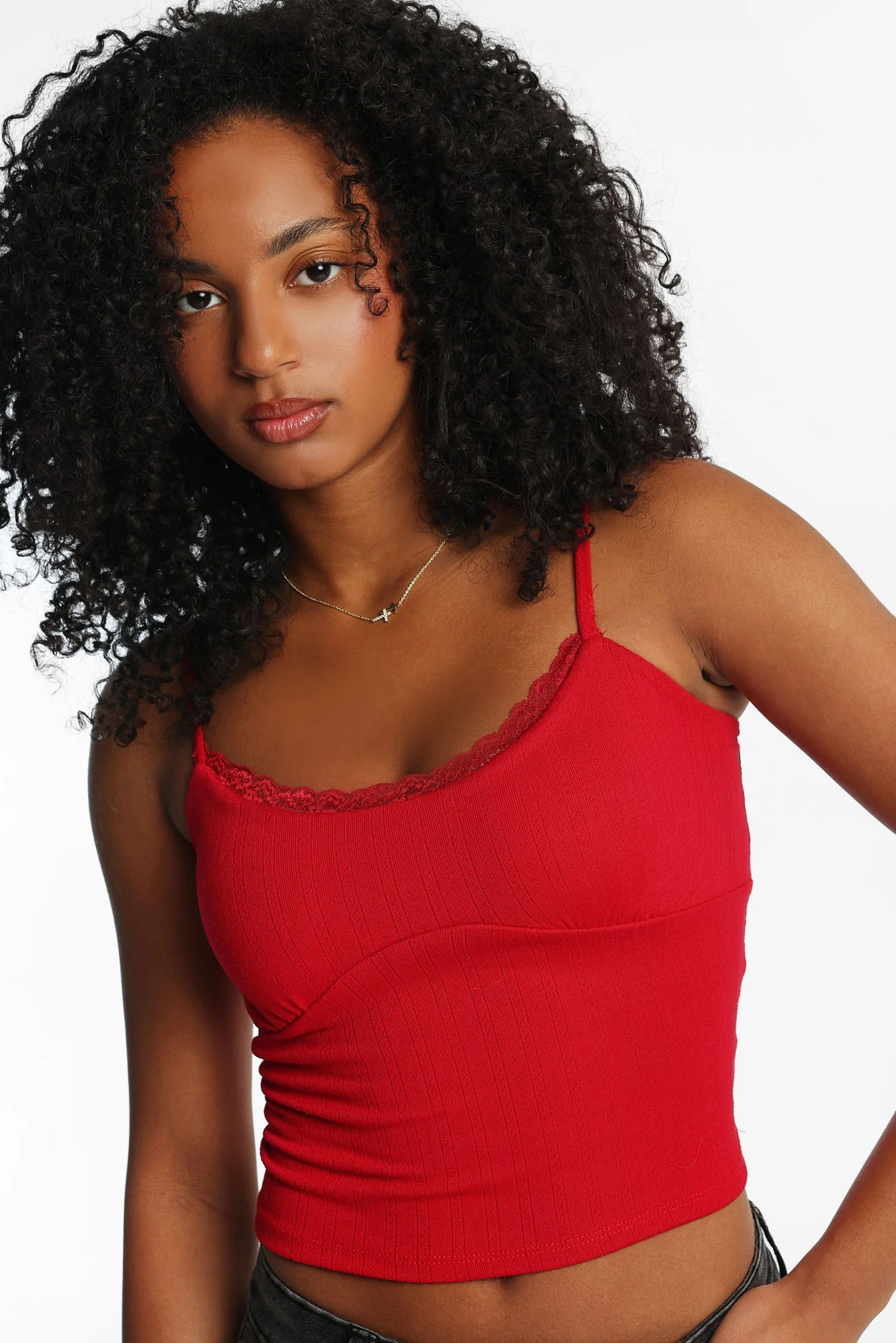 AERO Pointelle Knit Cropped Cami - Image 14