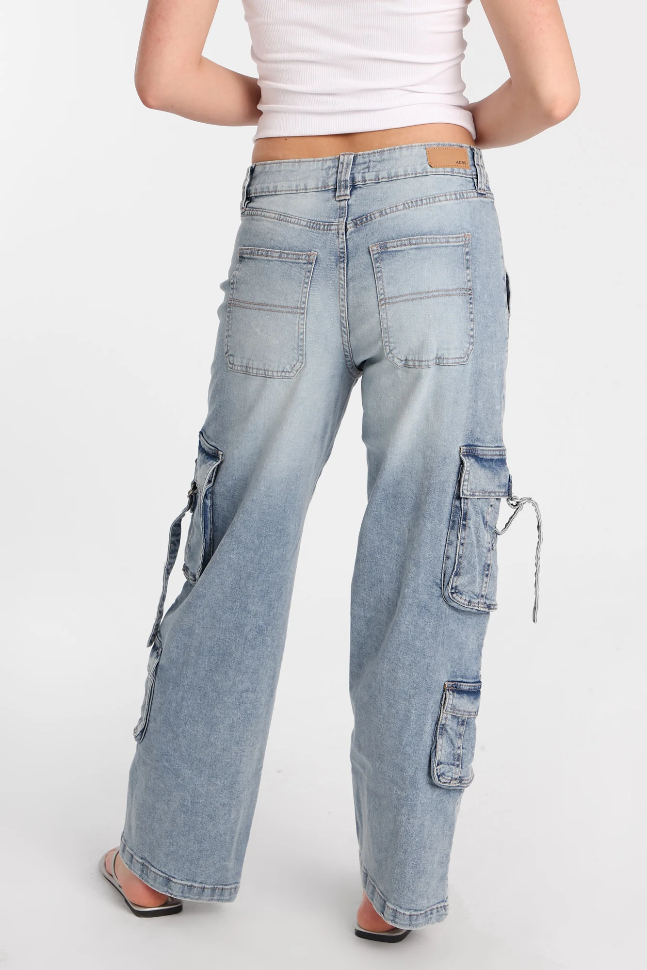 Jean cargo ample taille très haute à anneaux en D AERO - Image 3
