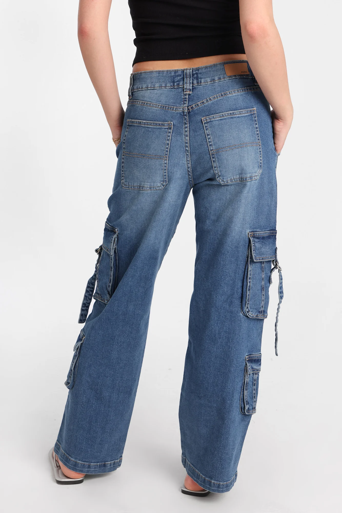 Jean cargo ample taille très haute à anneaux en D AERO - Image 9