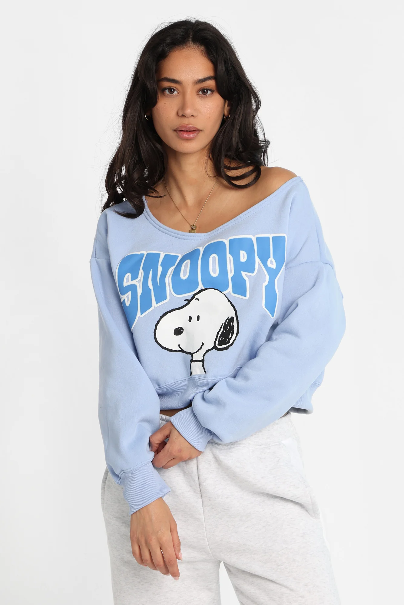 Sweatshirt à épaules dénudées imprimé Peanuts Snoopy