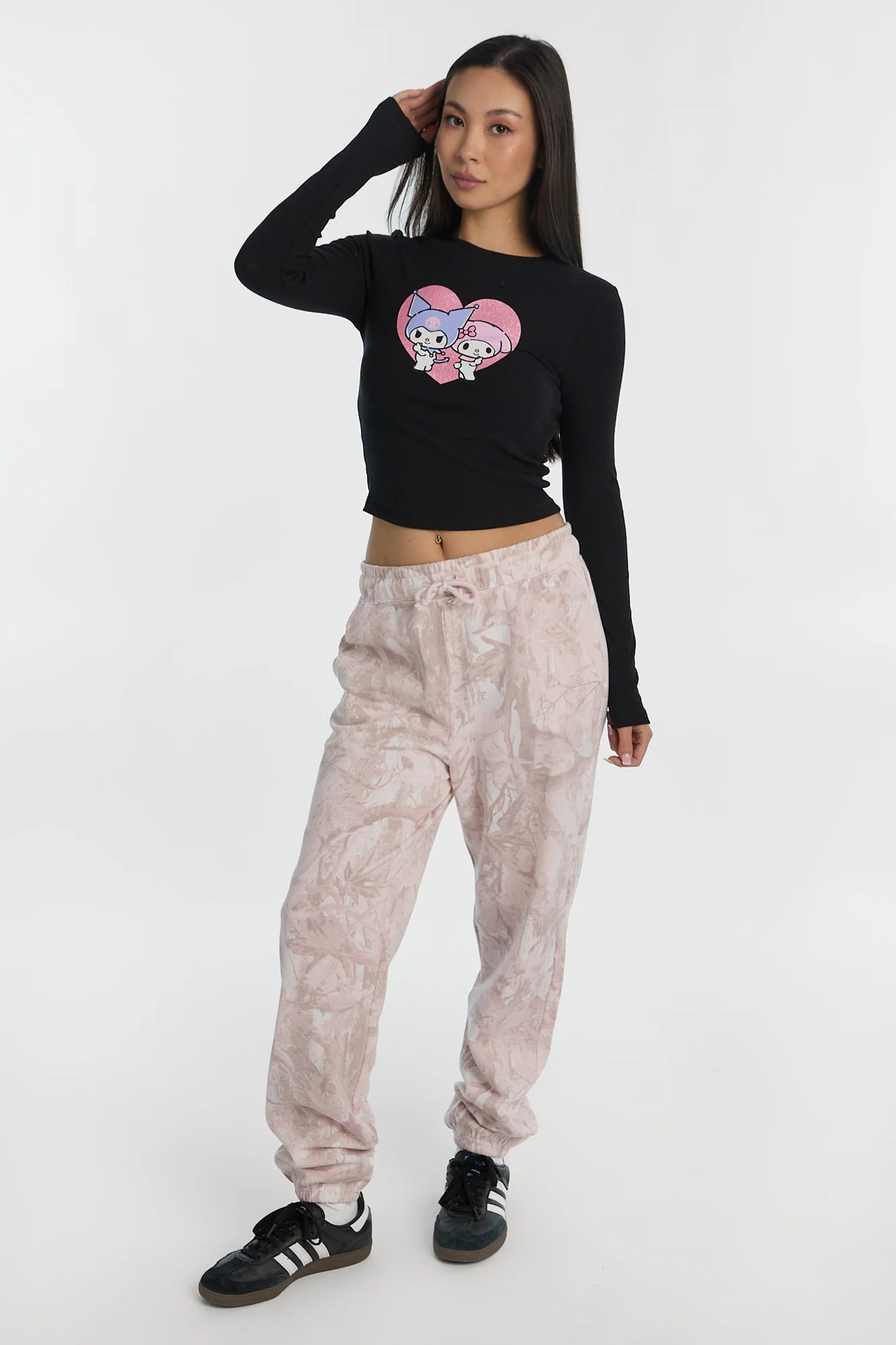 Kuromi My Melody Graphic Long Sleeve Baby Tee - Image 4