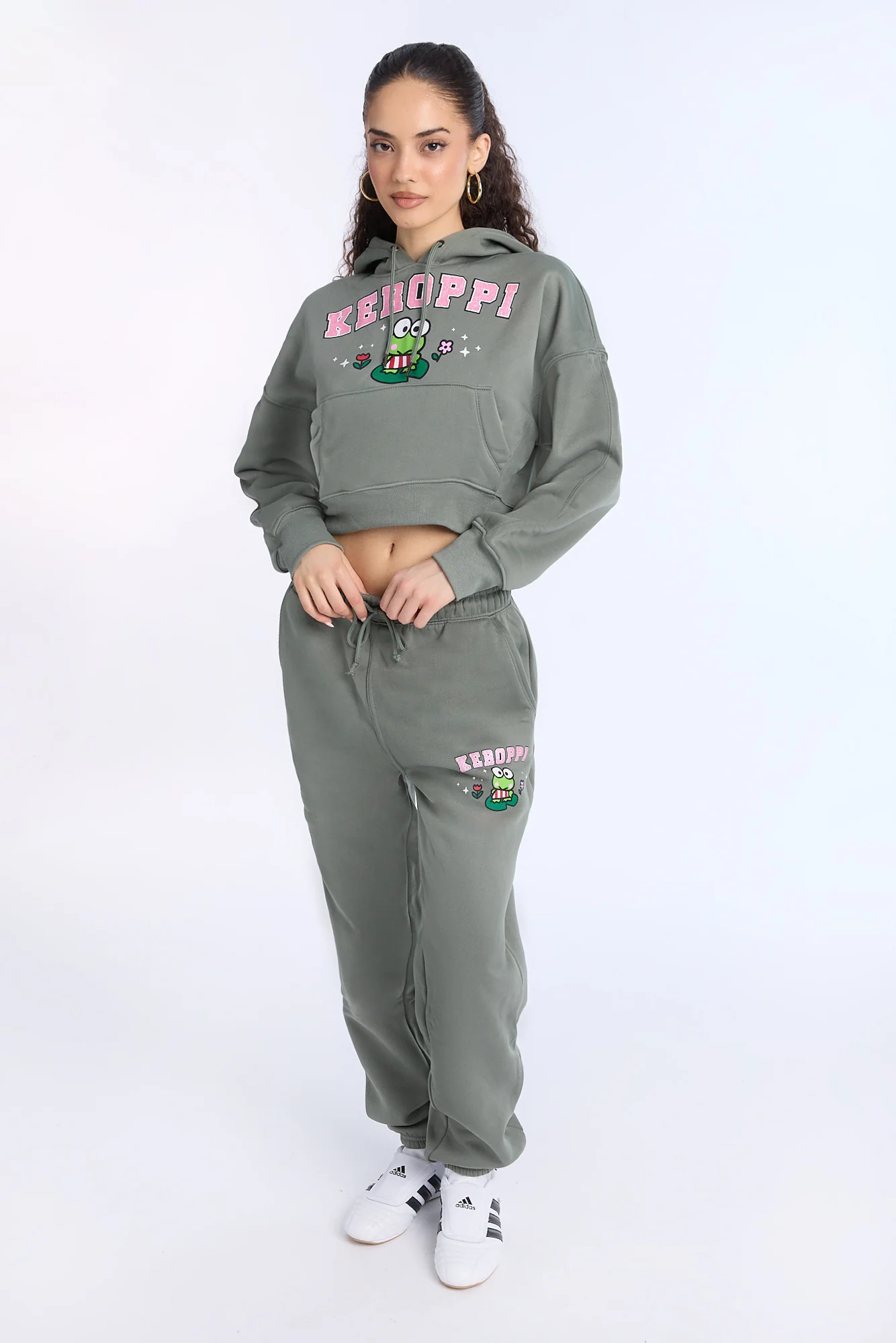 Keroppi Graphic Cropped Hoodie - Image 4
